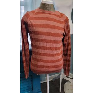 Perry Ellis Sweater Crew Neck Men's M Orange Striped Long-sleeved Super Soft Cot
